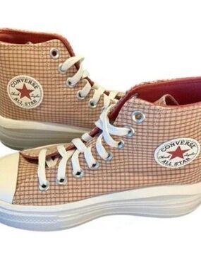 Converse High Top Sneakers in Pink and White Houndstooth